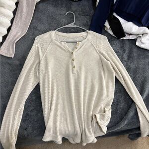 American Eagle Outfitters Cream Waffle Knit Sweater